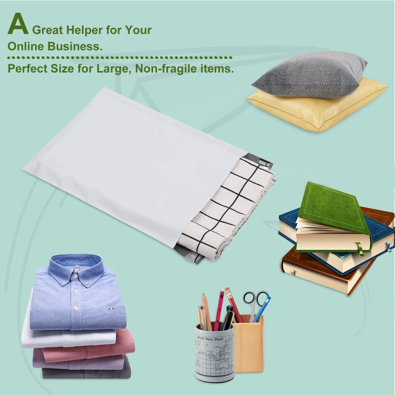 SJPACK 100pcs 14.5x19 Poly Mailers 2.5 Mil Envelopes Shipping Bags With Self Sealing Strip, White Poly Mailers - Image 4